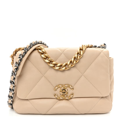 Chanel Lambskin Quilted Medium Chanel 19 Flap Beige 1 of 11
