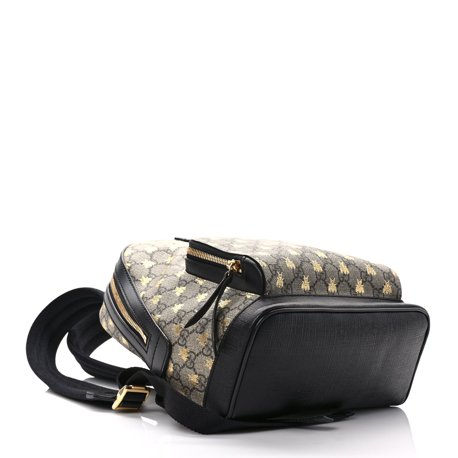 Gucci GG Supreme Monogram Bees Print Small Day Backpack Beige Oro Black 4 of 10