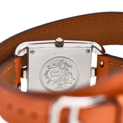 Hermes Stainless Steel Swift Diamond Mother of Pearl 23mm Cape Cod Double Tour Quartz Watch Orange 4 of 5