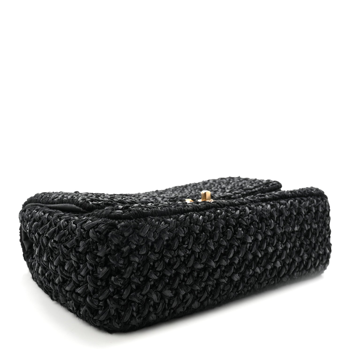 Chanel Raffia Crochet Paris Greece Medium Flap Bag Black 4 of 11