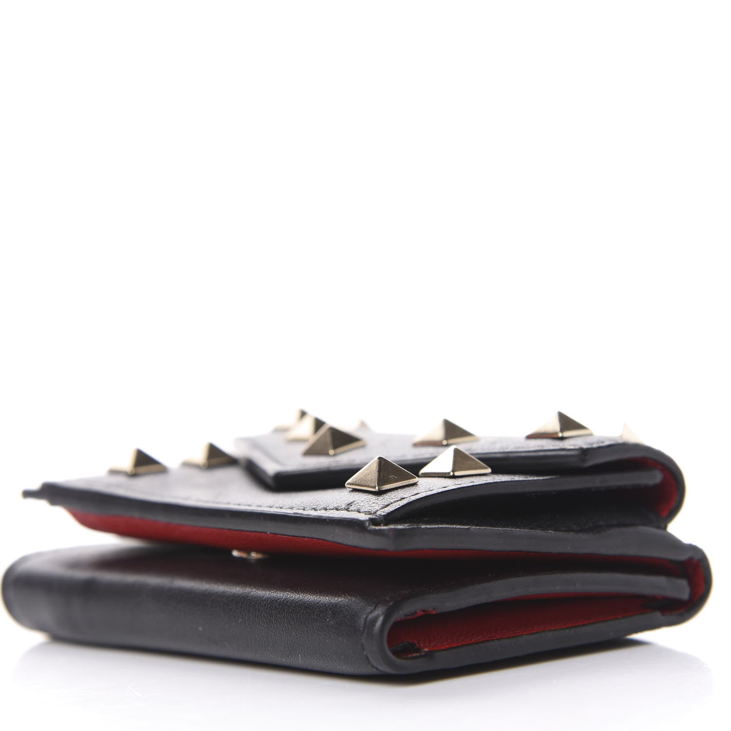 Valentino Garavani Calfskin Bi-Color Small Rockstud Wallet Black Rouge Pur 7 of 11