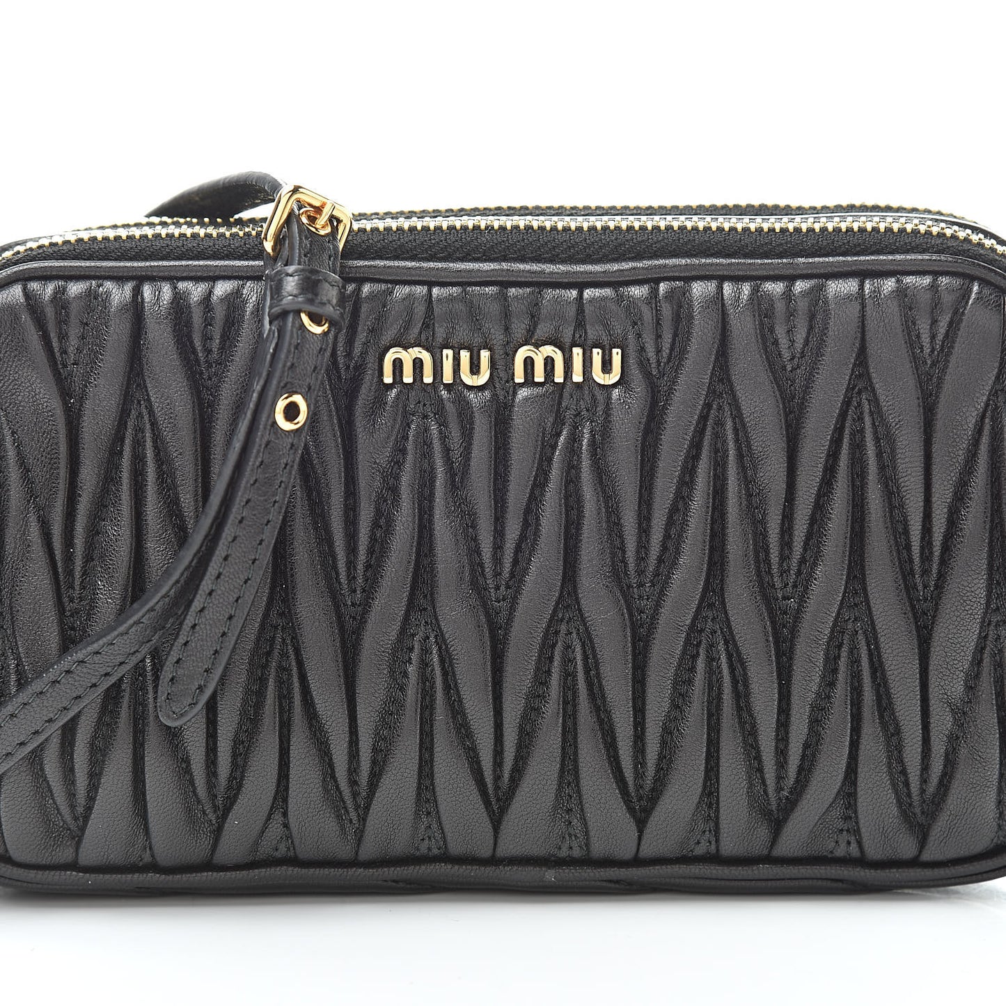 Nappa Matelasse Double Zip Pochette Clutch Black