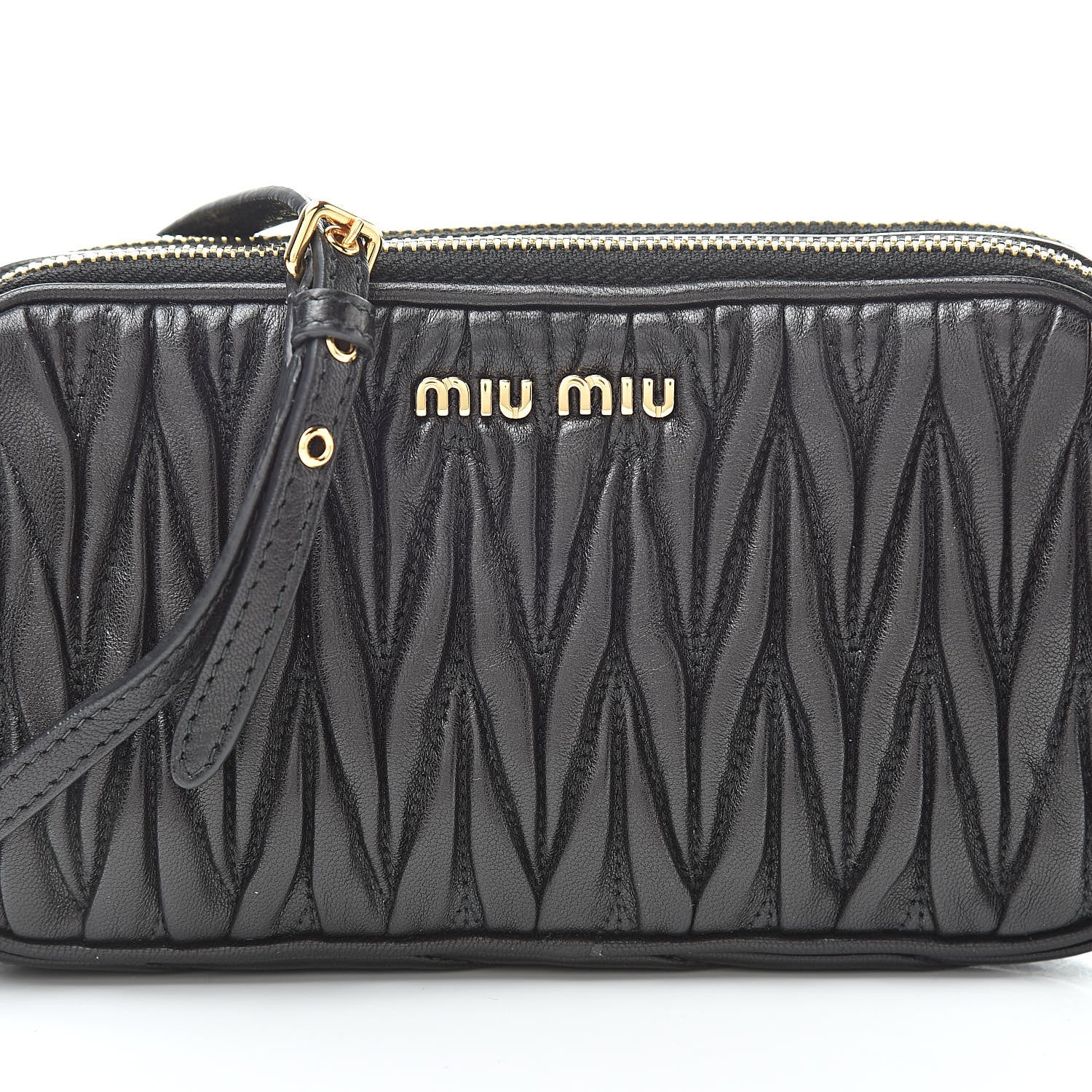 Miu Miu Nappa Matelasse Double Zip Pochette Clutch Black 8 of 11
