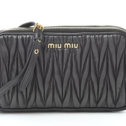 Miu Miu Nappa Matelasse Double Zip Pochette Clutch Black 8 of 11