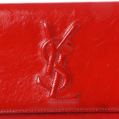 Saint Laurent Textured Patent Monogram Large Belle De Jour Clutch Red 9 of 9