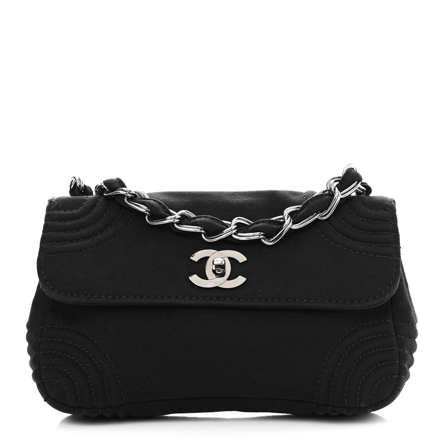 Jersey Quilted Single Flap Black
