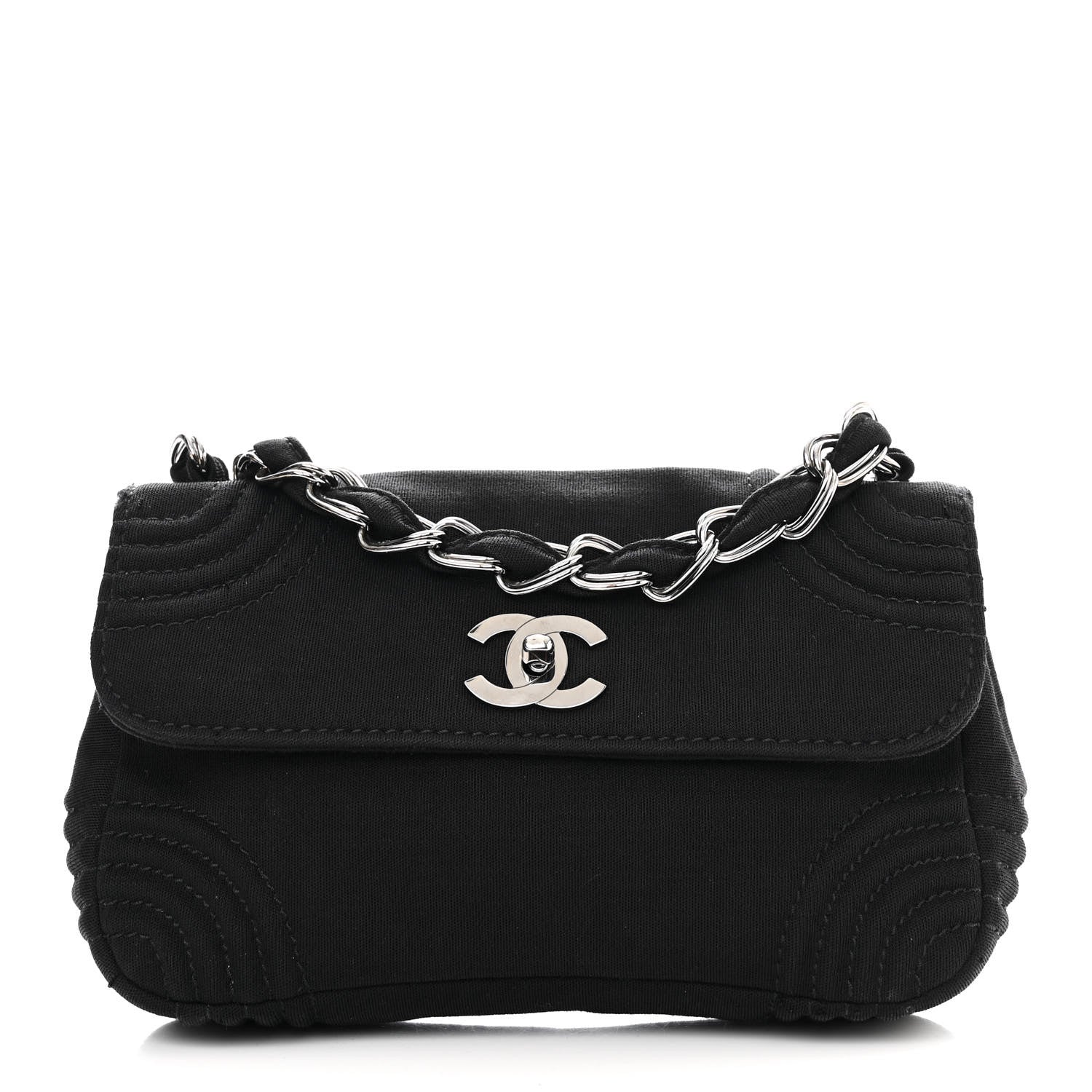 Chanel Jersey Quilted Single Flap Black 1 of 13