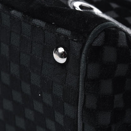 Chanel Velvet Checkered Flap Bag Black 10 of 14