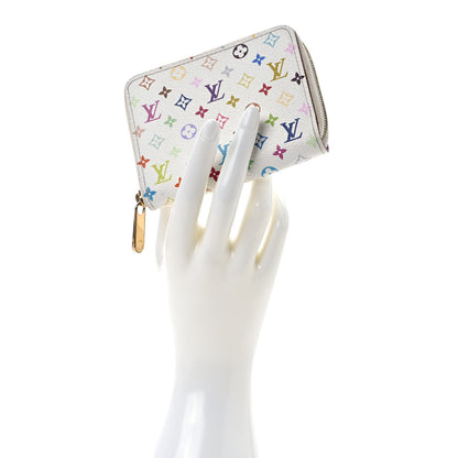 Louis Vuitton Monogram Multicolor Zippy Coin Purse Wallet White Litchi 2 of 6
