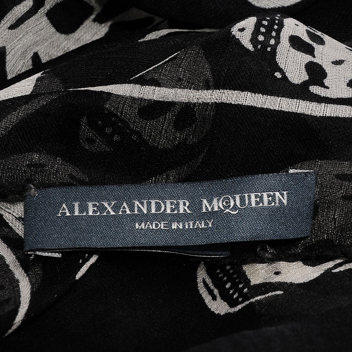 Silk Chiffon Skull Scarf Black Ivory