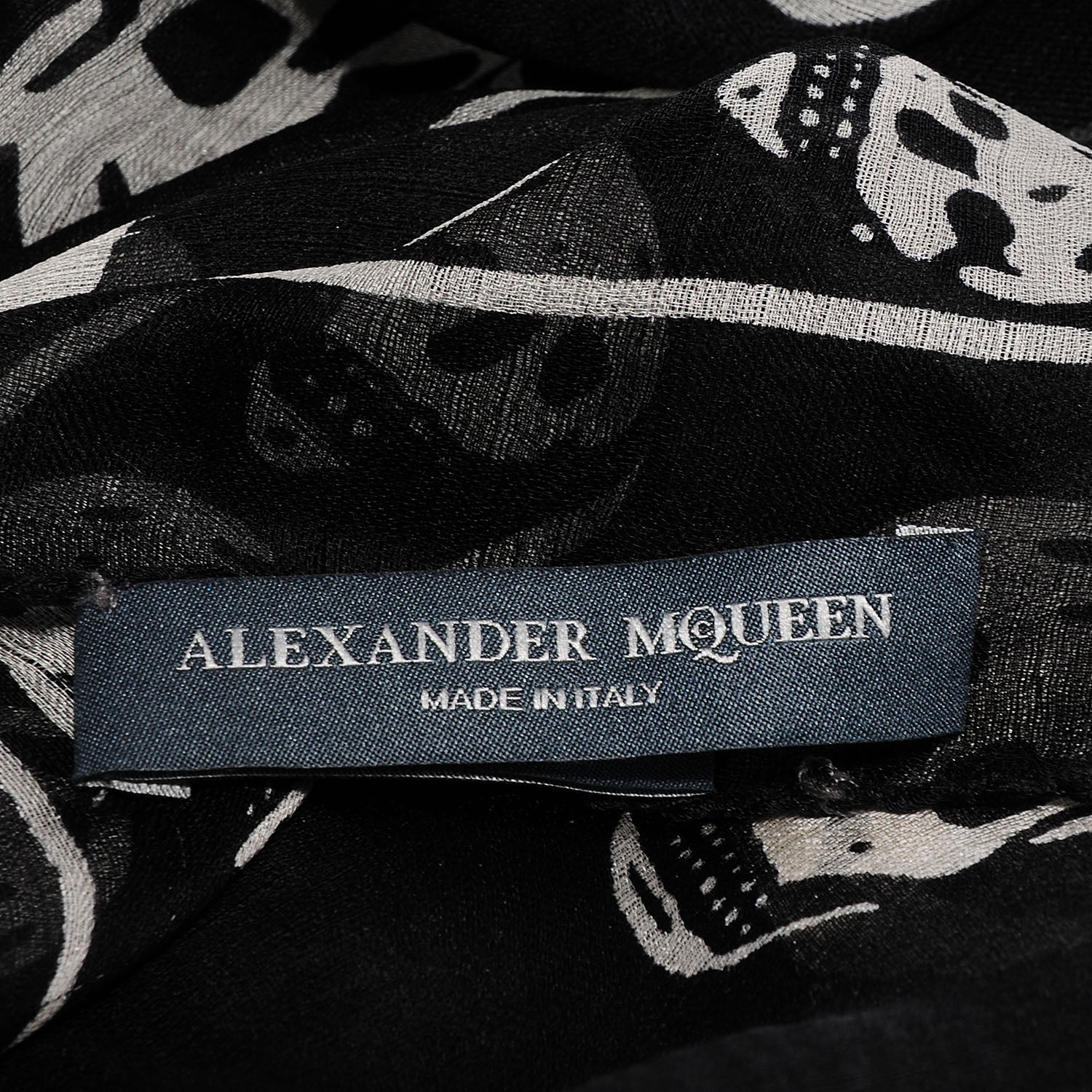 Alexander McQueen Silk Chiffon Skull Scarf Black Ivory 5 of 6