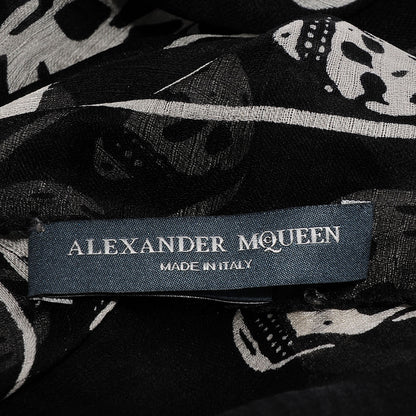 Alexander McQueen Silk Chiffon Skull Scarf Black Ivory 5 of 6