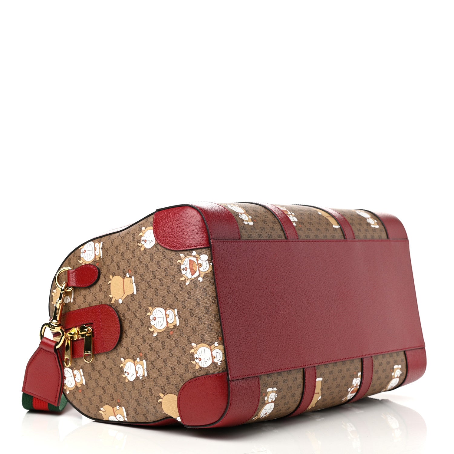 Gucci X DORAEMON Mini Vintage GG Supreme Monogram Web Duffle Travel Bag Beige Cherry Red 3 of 9