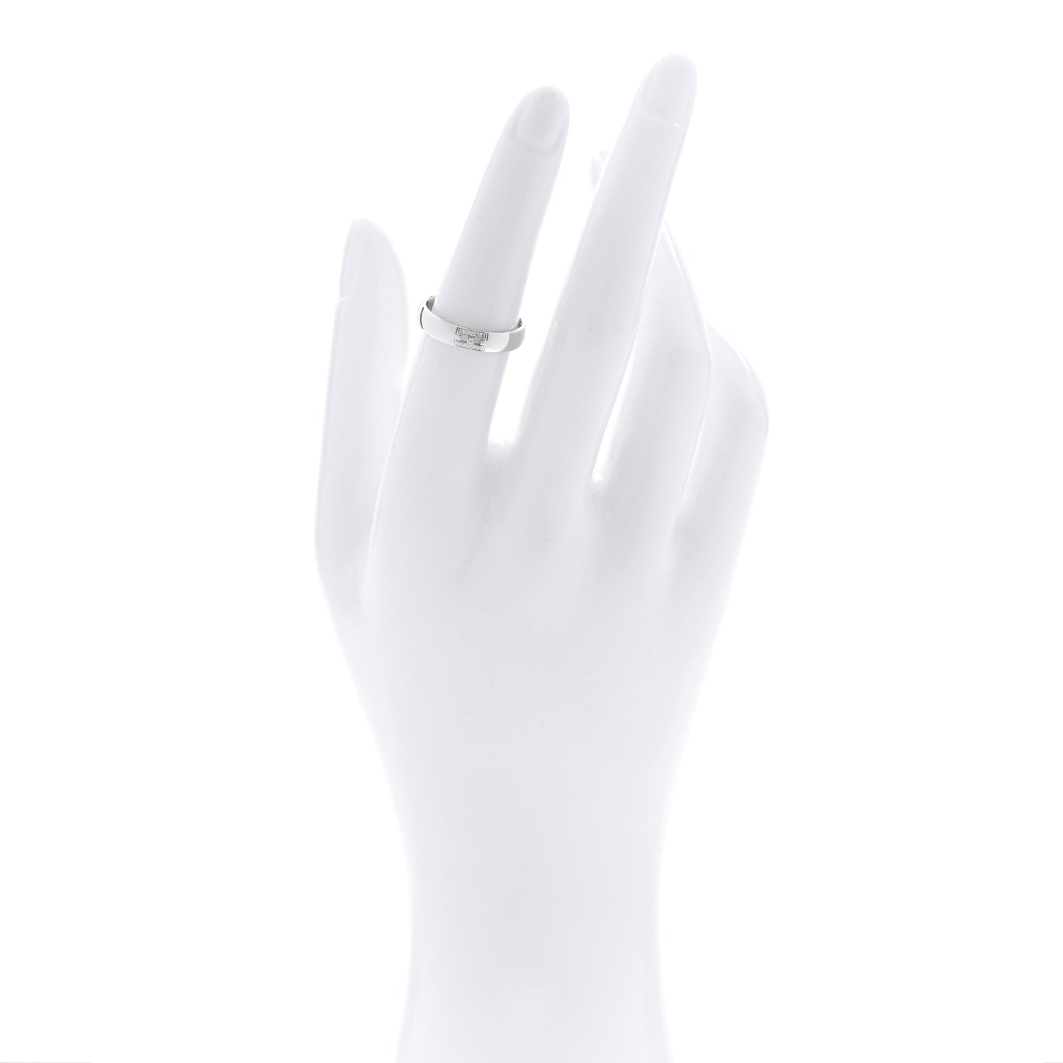 Hermes 18K White Gold Diamond Ever Herakles Wedding Band Ring 52 6 2 of 5