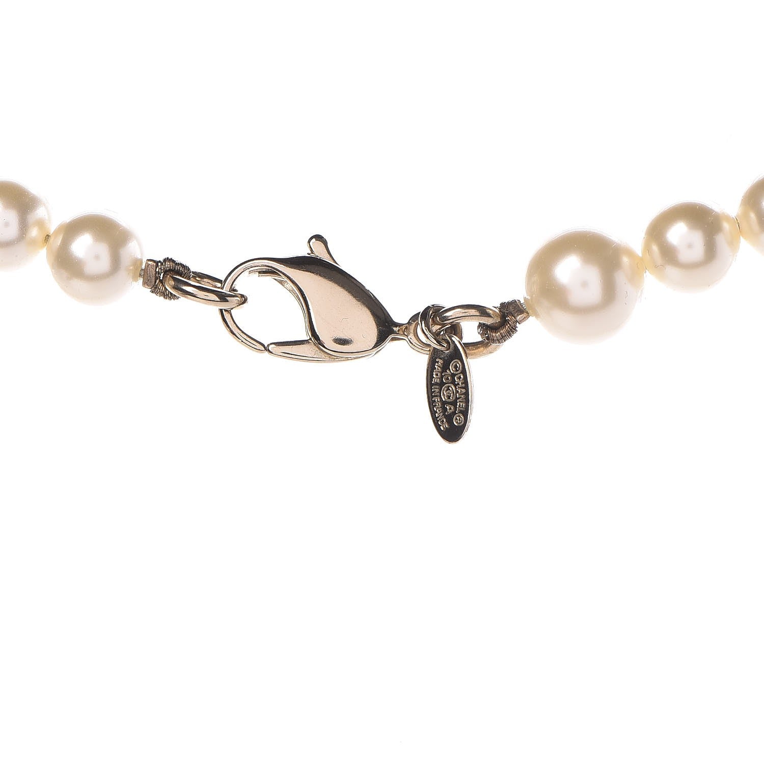 Chanel Crystal Pearl CC Short Necklace Gold 4 of 4