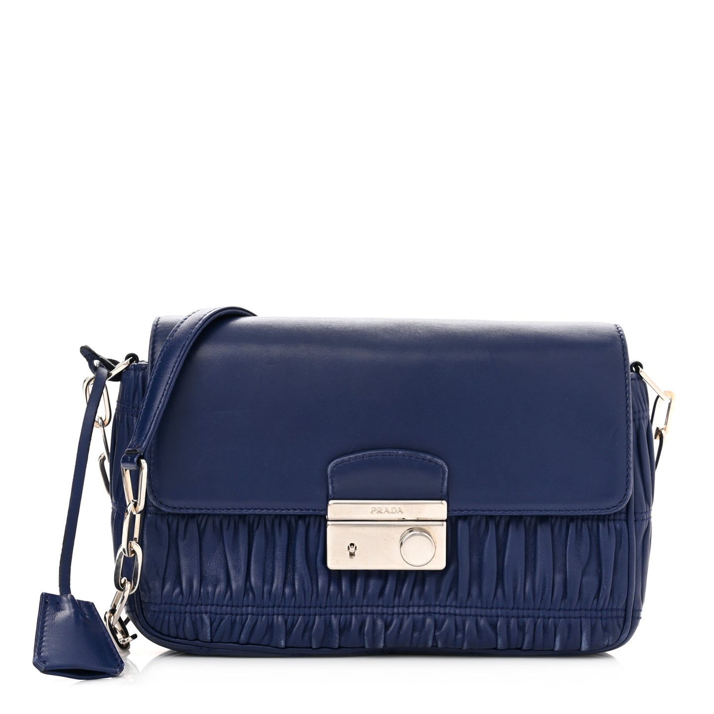 Nappa Gaufre Sound Chain Flap Shoulder Bag Inchiostro