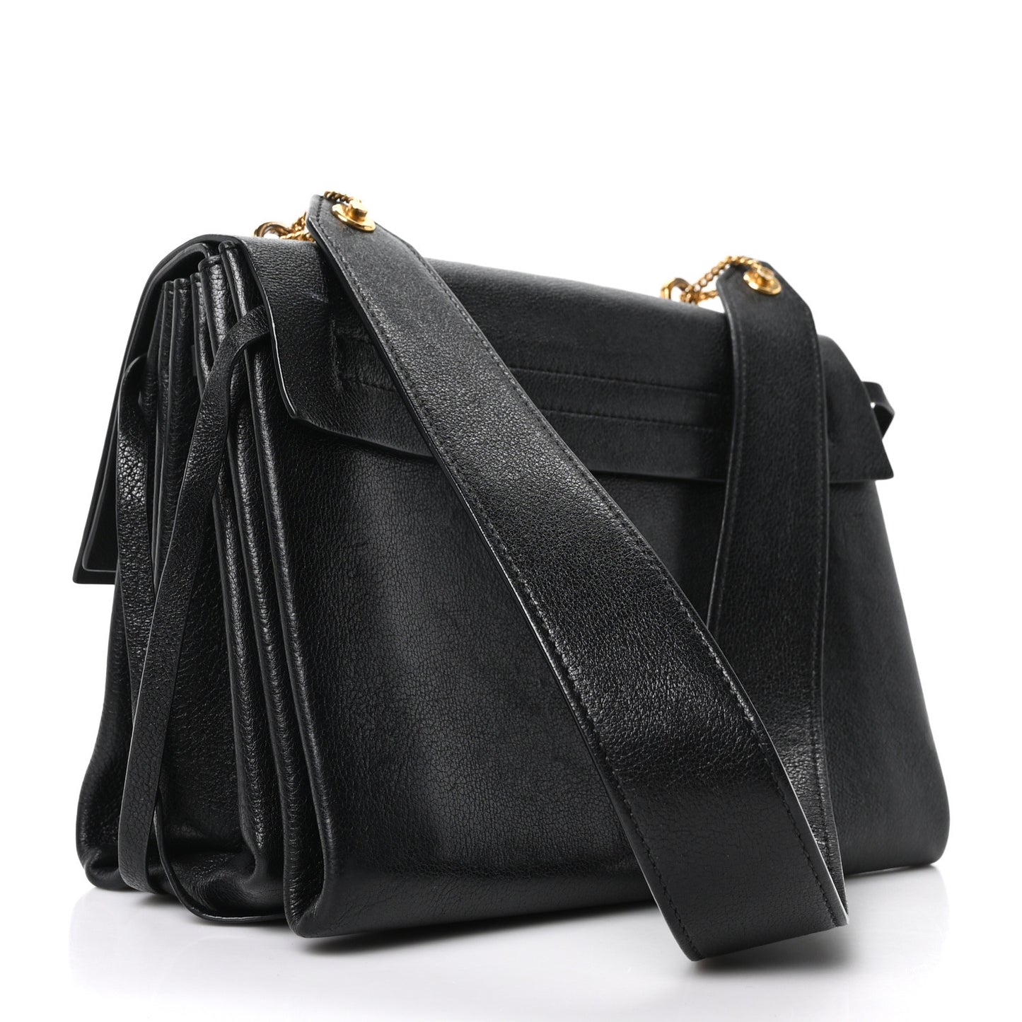 Pebbled Calfskin VRing Shoulder Bag Black