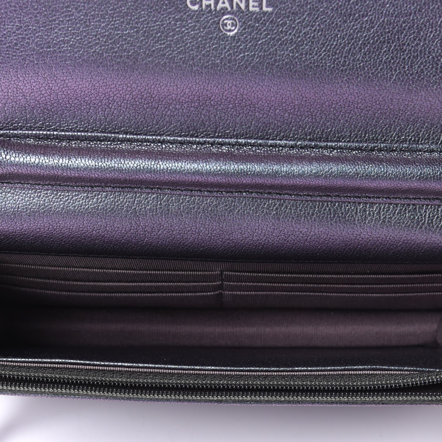 Chanel Iridescent Goatskin Quilted Wallet On Chain WOC Purple 3 of 4