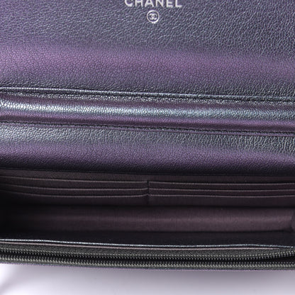 Chanel Iridescent Goatskin Quilted Wallet On Chain WOC Purple 3 of 4
