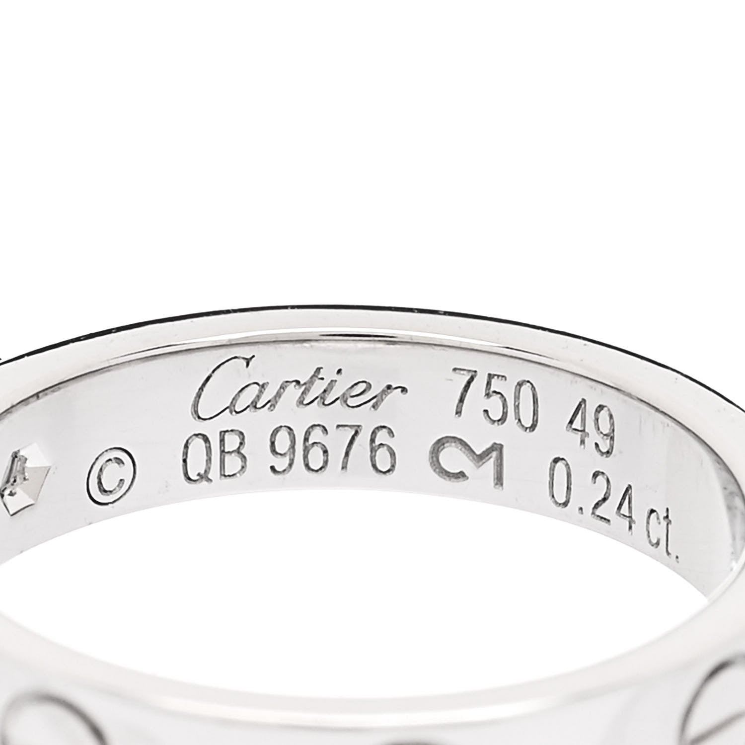 Cartier 18K White Gold Diamond .24ct LOVE Solitaire Engagement Ring 49 4.75 5 of 7