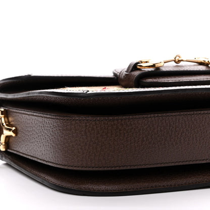 Gucci Monogram Jumbo GG Textured Dollar Calfskin Embroidered Horsebit 1955 Shoulder Bag Camel Ebony New Acero Multicolor 10 of 11