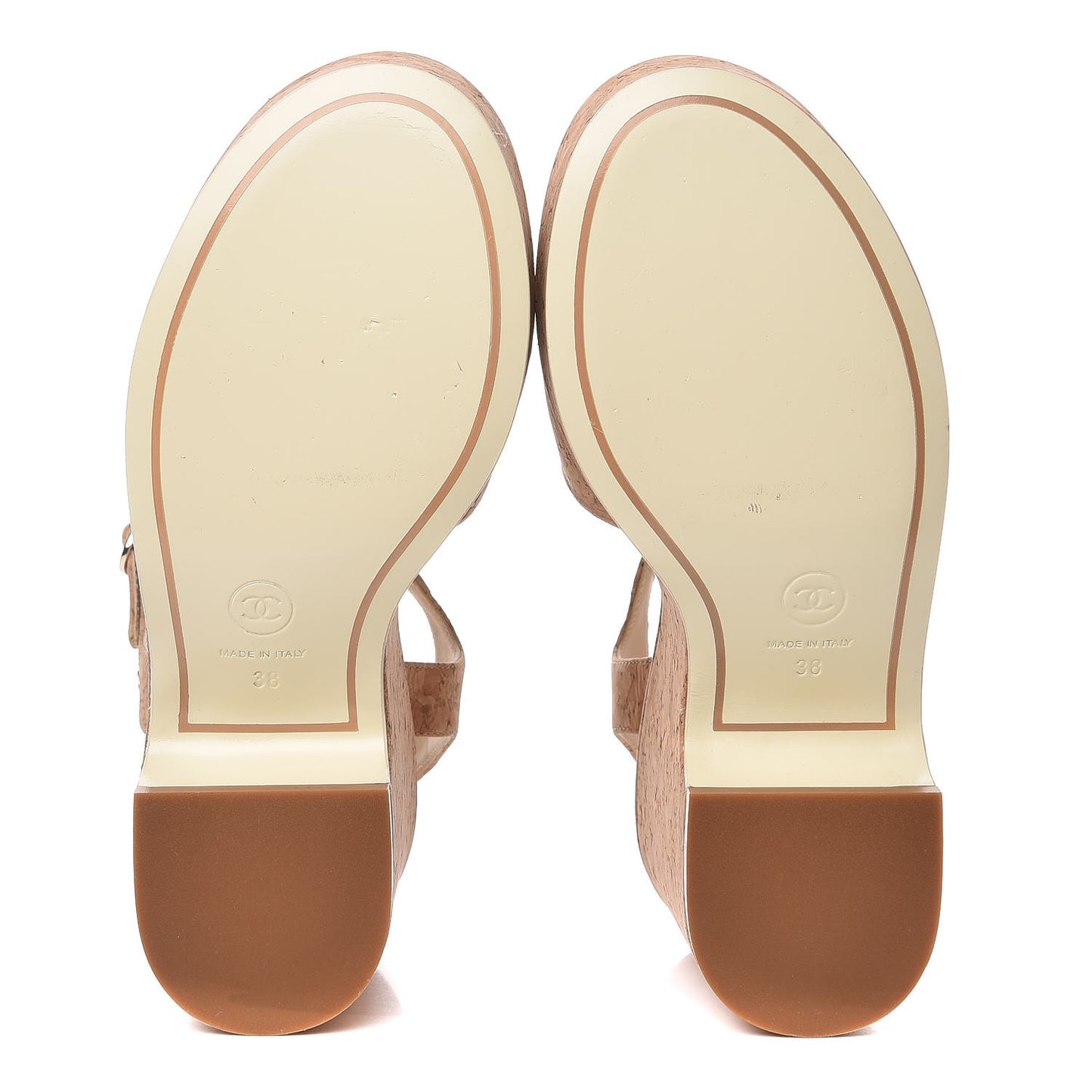 Cork Wedge Sandals 38 Brown