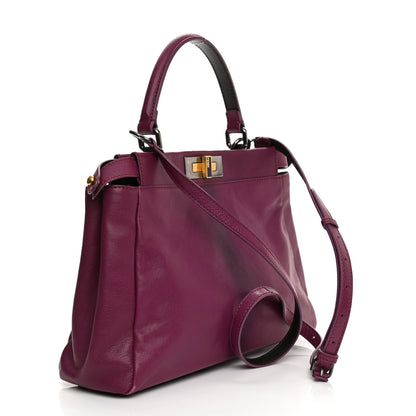 Fendi Goatskin Zucca Medium Peekaboo Iconic Satchel Ciclamino Tobacco Moro 3 of 12