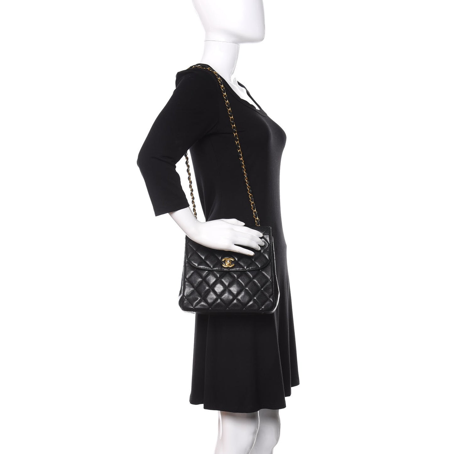 Caviar Quilted Small Single Flap Black