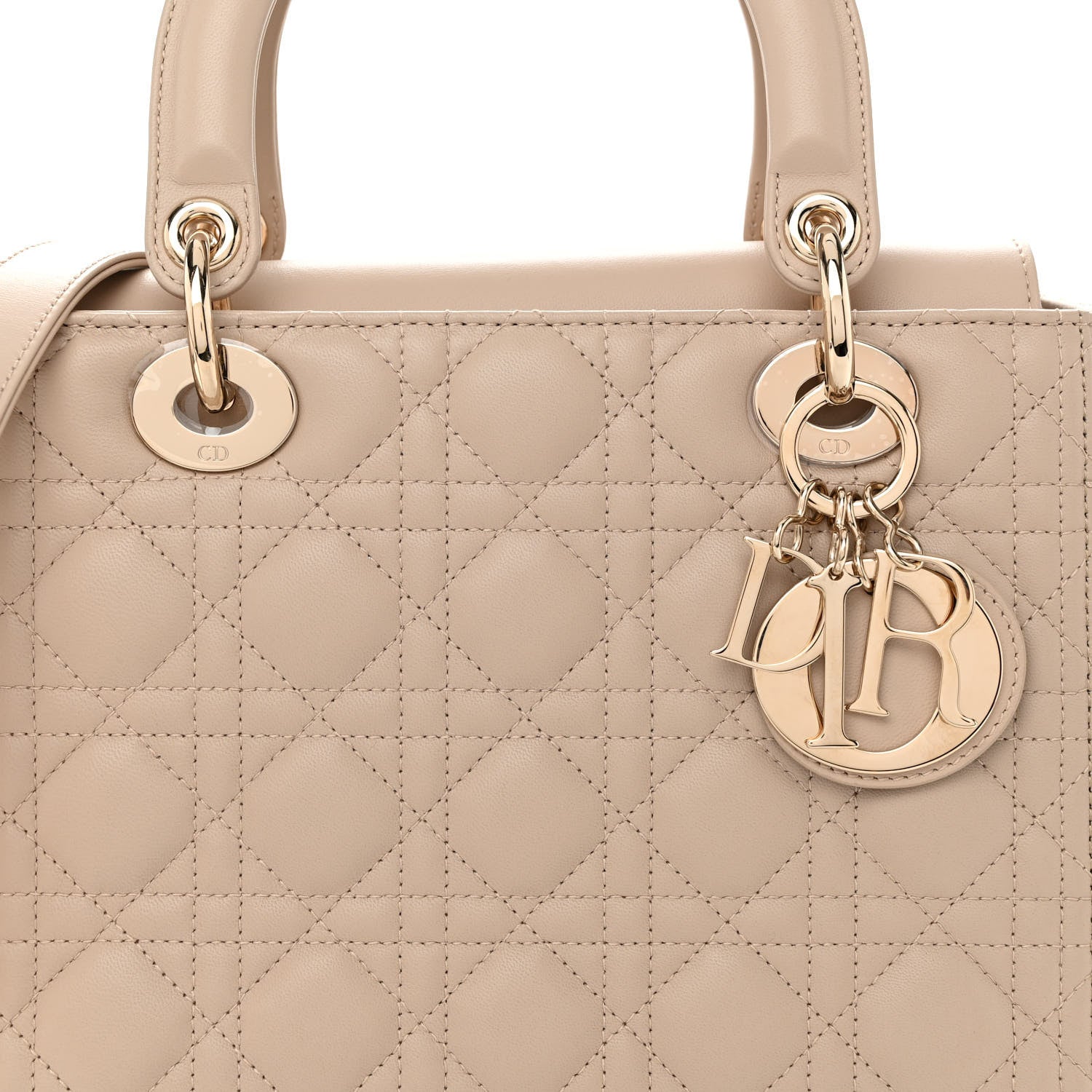 Christian Dior Lambskin Cannage Medium Lady Dior Beige 7 of 10