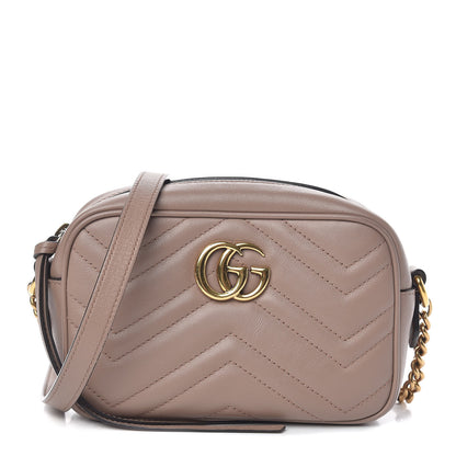 Gucci Calfskin Matelasse Mini GG Marmont Chain Shoulder Bag Nude 1 of 12