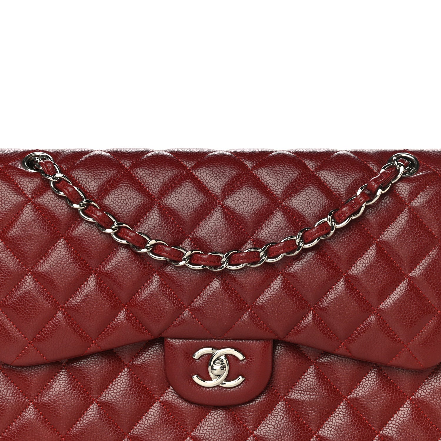 Chanel Caviar Quilted Jumbo Double Flap Dark Red 8 of 20