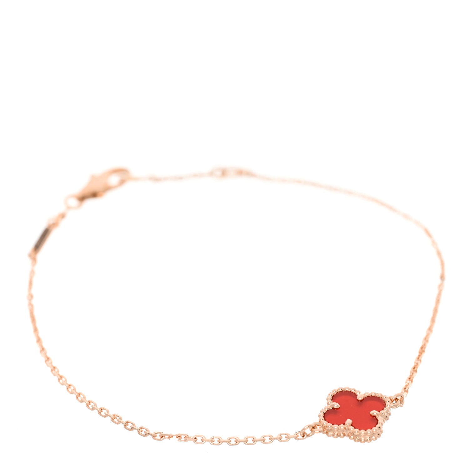 Van Cleef & Arpels 18K Rose Gold Carnelian Sweet Alhambra Bracelet 1 of 5