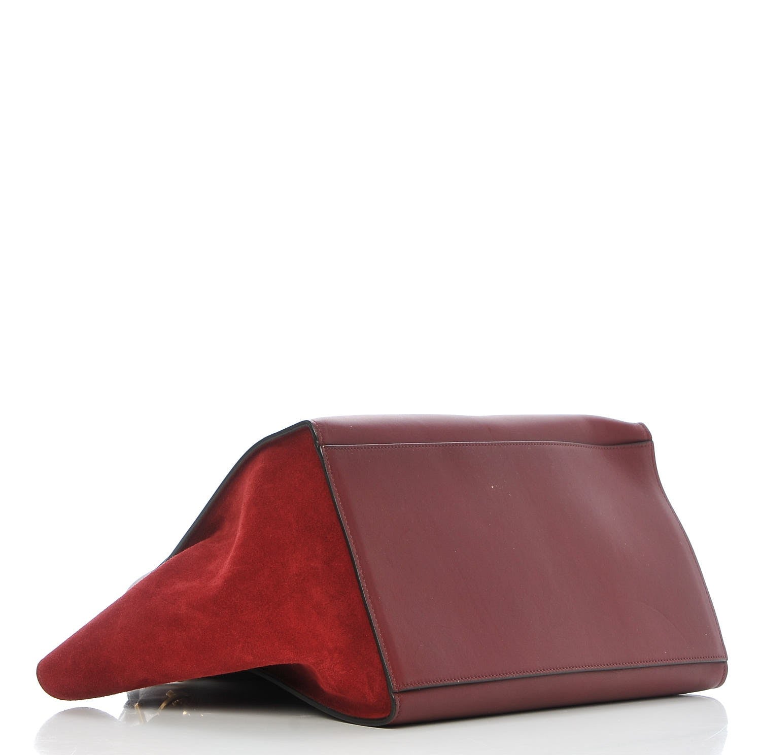 Celine Drummed Calfskin Suede Medium Trapeze Burgundy 4 of 9