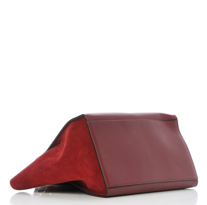 Celine Drummed Calfskin Suede Medium Trapeze Burgundy 4 of 9