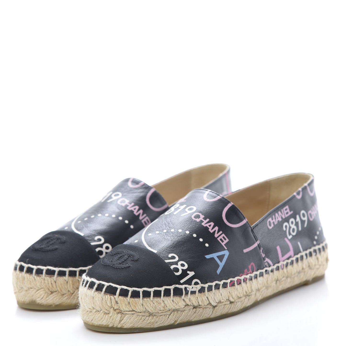 Lambskin Grosgrain Printed Espadrilles 36 Multicolor Black
