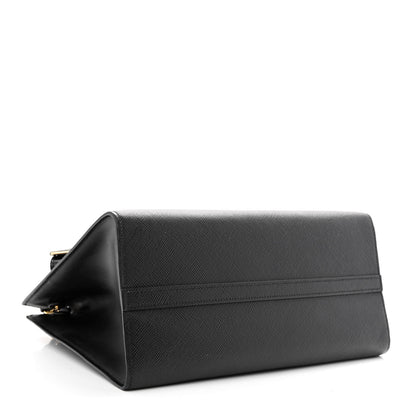 Prada Saffiano Cuir Calfskin Medium Monochrome Top Handle Tote Black 4 of 10