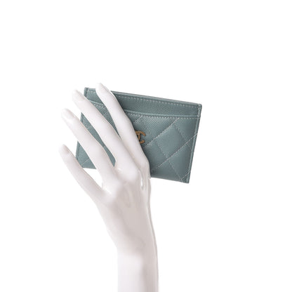 Chanel Iridescent Caviar Quilted Card Holder Light Blue 2 of 9