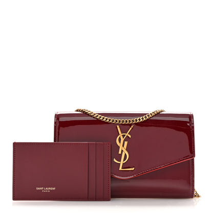 Saint Laurent Patent Uptown Chain Wallet Red Grenat 3 of 11