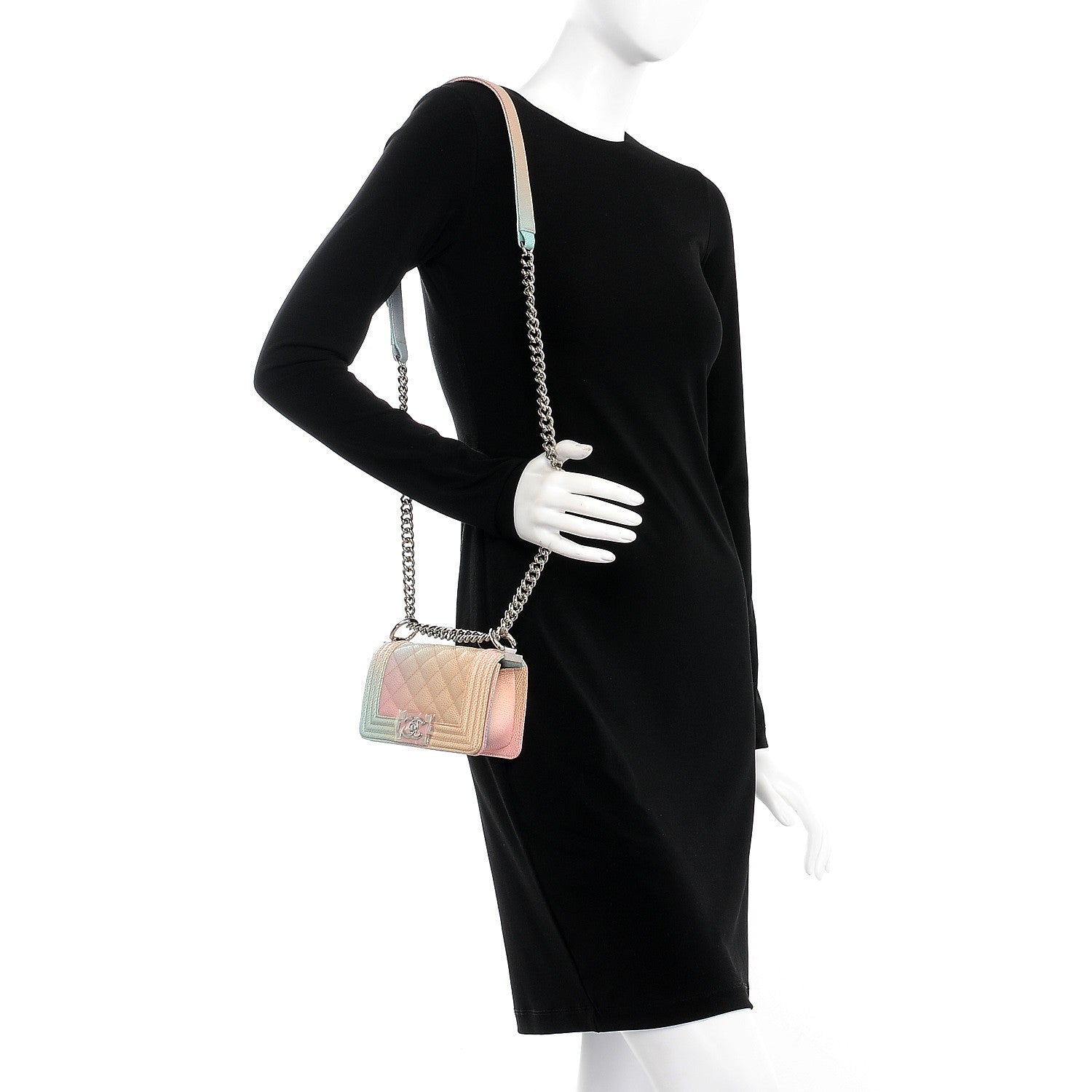 Chanel Caviar Quilted Mini Cuba Rainbow Boy Flap Pink Multicolor 2 of 10