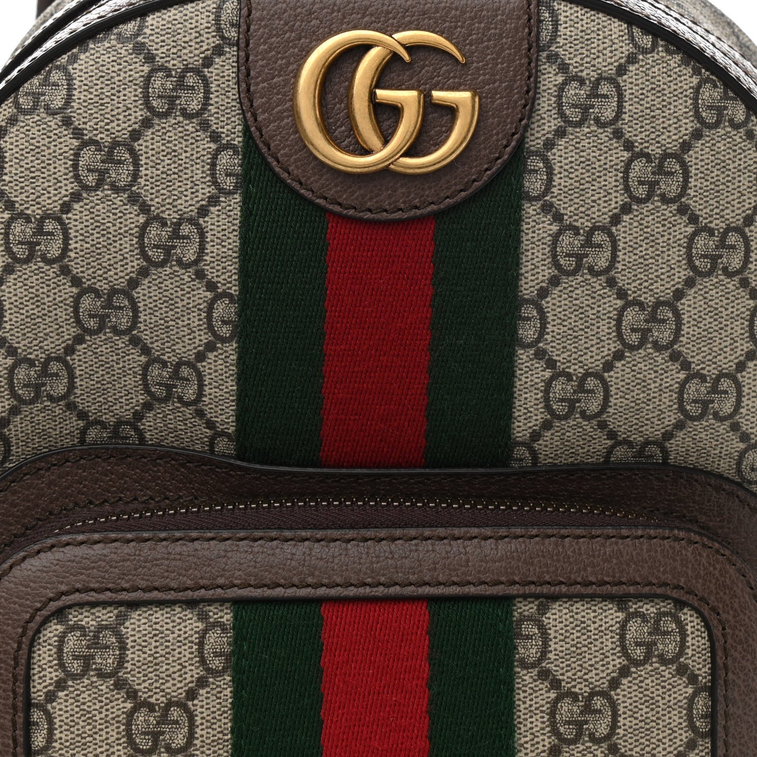 Gucci GG Supreme Monogram Calfskin Web Small Ophidia Day Backpack Beige Ebony New Acero 8 of 11