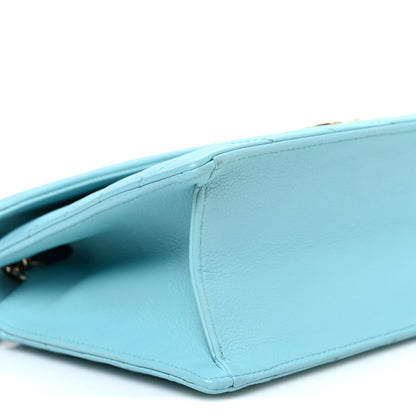 Chanel Calfskin Quilted Chevron Envelope Flap Turquoise 9 of 10