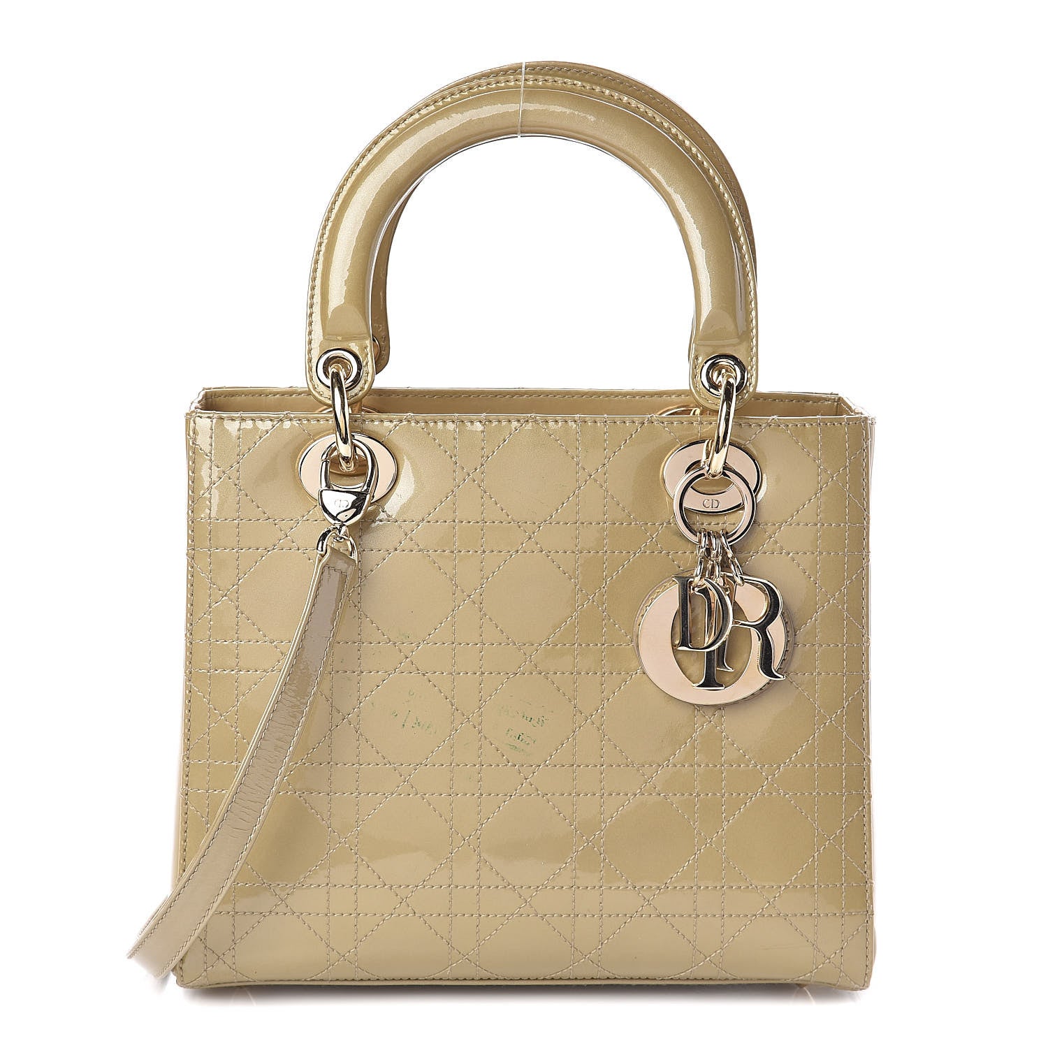 Christian Dior Patent Cannage Medium Lady Dior Beige 1 of 12