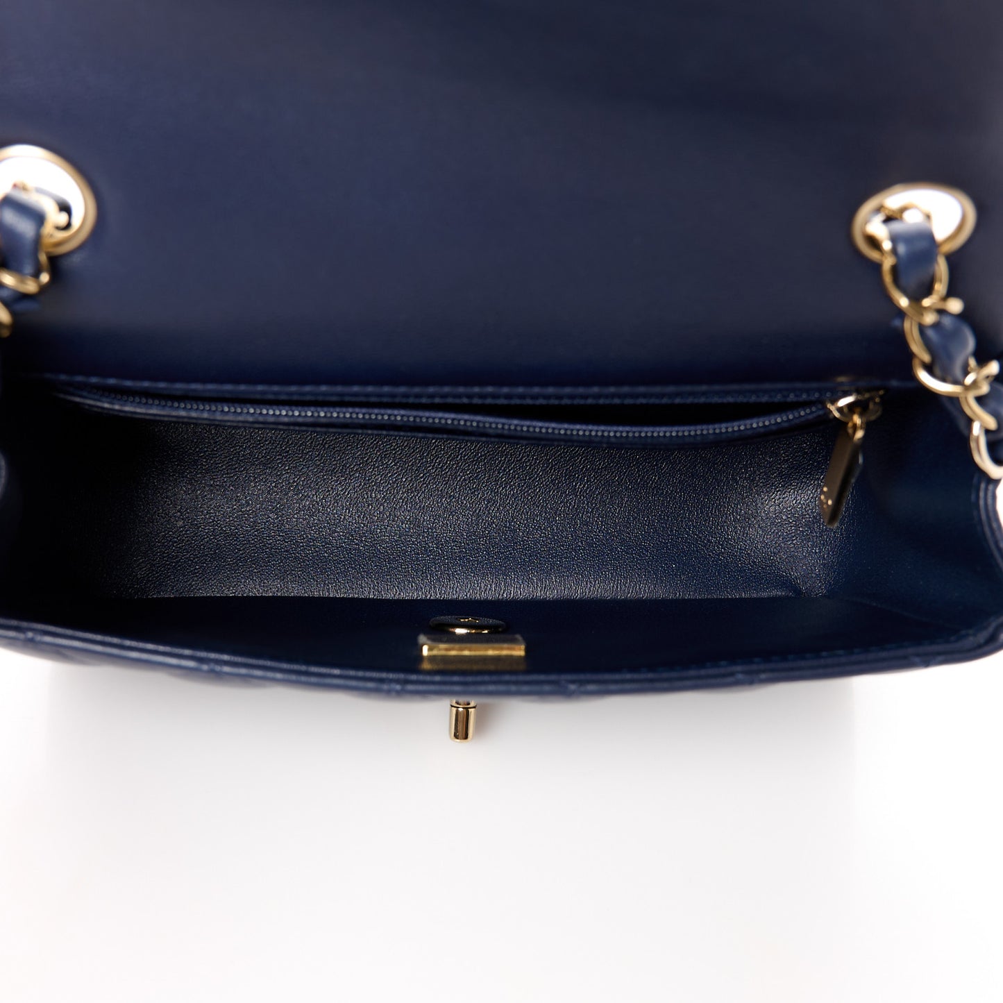 Lambskin Quilted Mini Rectangular Flap Dark Navy Blue