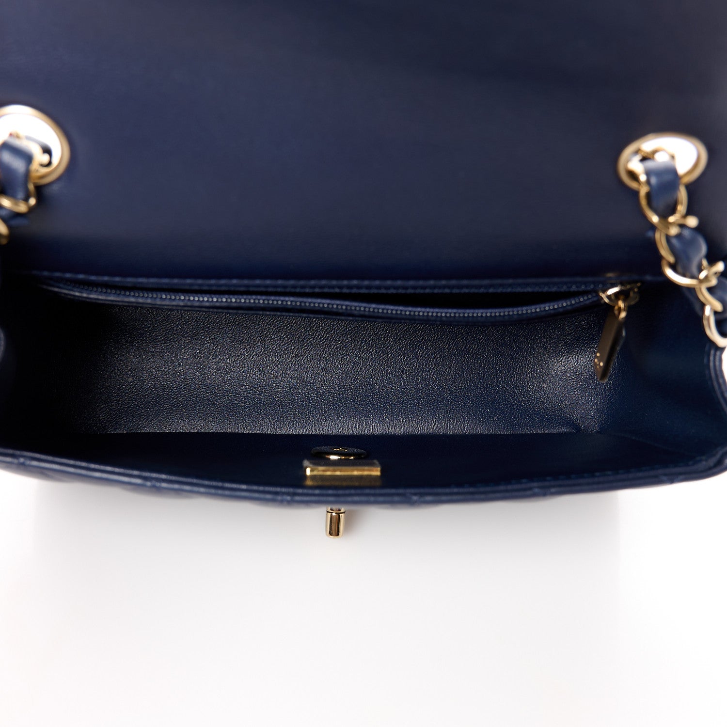 Chanel Lambskin Quilted Mini Rectangular Flap Dark Navy Blue 5 of 11
