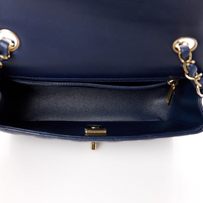 Chanel Lambskin Quilted Mini Rectangular Flap Dark Navy Blue 5 of 11