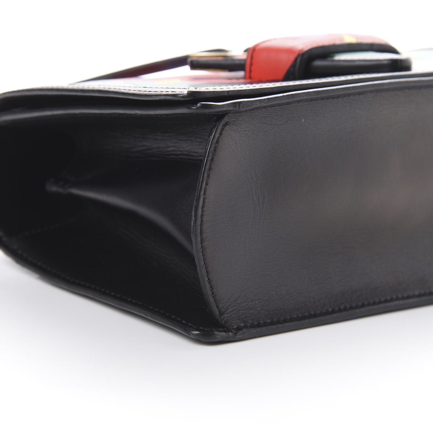 Calfskin Floral Print Small Barcelona Shoulder Bag Black