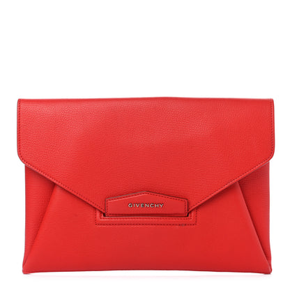 Givenchy Sugar Goatskin Medium Antigona Envelope Clutch Red 1 of 9