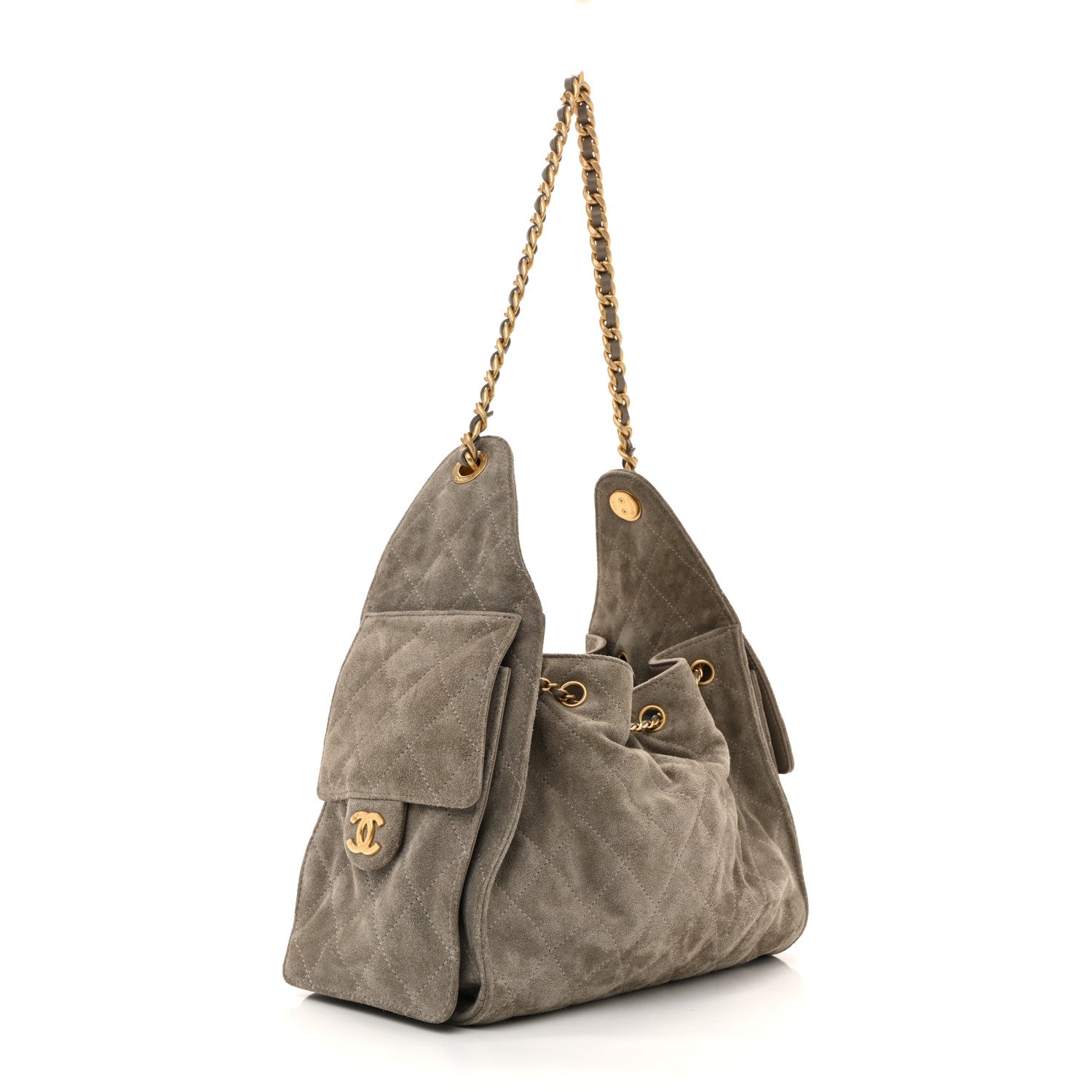 Chanel Suede Quilted Small Chanel 25 Handbag Dark Grey 3 of 12