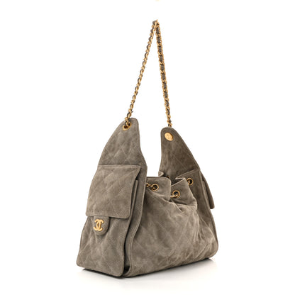 Chanel Suede Quilted Small Chanel 25 Handbag Dark Grey 3 of 12