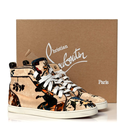 Christian Louboutin Velvet Floral Bip Bip Orlato High Top Flat Sneakers 37.5 Beige 12 of 12